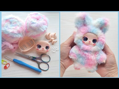Видео: Зайчик - пупсик вязаный крючком из меховой пряжи💖crochet bunny tutorial💖Häkelhase