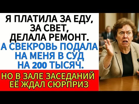 Видео: Я Платила За Еду, За Свет, Делала Ремонт А Свекровь Подала На Меня В Суд На 200 Тысяч. Но
