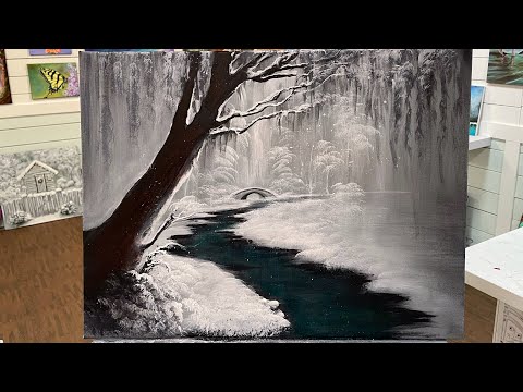 Видео: Как нарисовать заснеженную реку ~ Урок по акриловой живописи