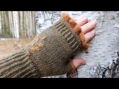Видео: Готовые работы. Джемпер / митенки с рюшами