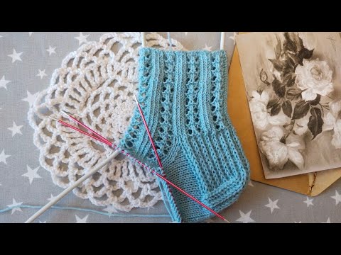 Видео: Узор на основе резинки / носок держит форму, не сползает / схема узора / подробный мк.