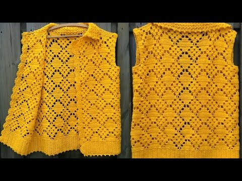 Видео: Бесподобный узор крючком для жилета. Мастер класс узора крючком.
