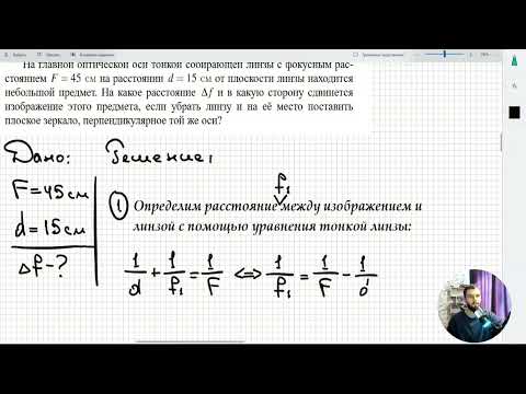 Видео: #8 Геометрическая оптика. Линзу заменяют зеркалом и изображение предмета смещается на Δf.