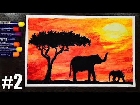 Видео: Рисунок  Масляной Пастелью Для начинающих Закат  Oil Pastel drawing for beginners Sunset