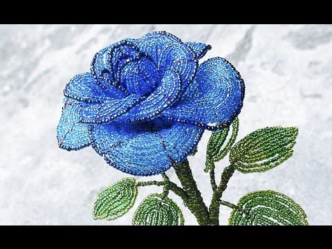 Видео: PART 2 tutorial: blue rose out of beads (Как cделать синюю розу из бисера)