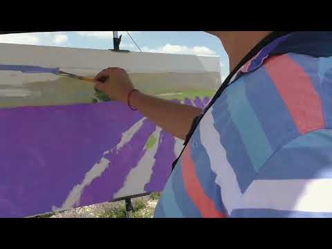 Видео: Пленэр. Художник Максим Сидоренко. Лаванда.55х105см.,х.,м.