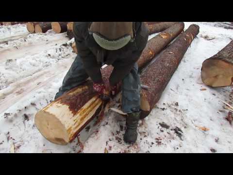 Видео: Ошкуривание бревен для сруба