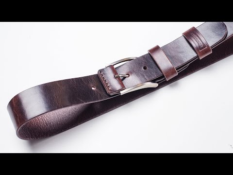 Видео: Ремень из кожи растительного дубления с эффектом pull up. Изготовление. Handmade leather belt