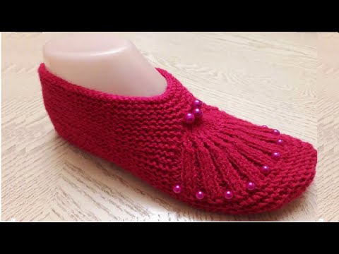 Видео: Тапочки следки на двух спицах без шва №10 // patik modelleri