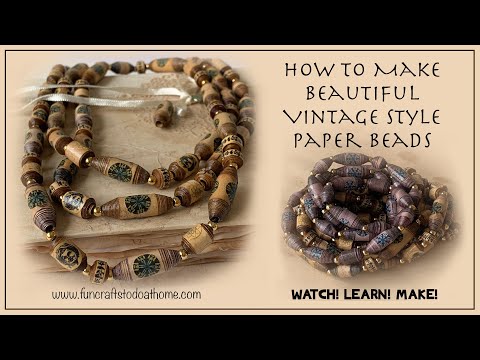 Видео: Бумажные бусины - Конические трубчатые бусины с античным эффектом - Можно распечатать бесплатно!