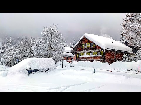 Видео: Сильный снегопад в Клостерсе ❄️ Швейцария 4K 🇨🇭