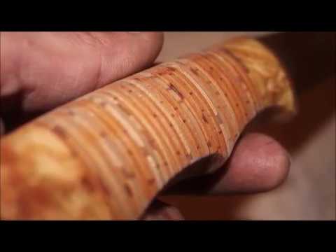 Видео: Нож с рукоятью из бересты