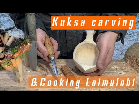 Видео: Изготовление куксы, на обед форель лоймулохи, лесная кухня саамская кружка, форель по фински, пвд