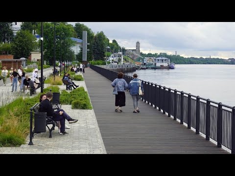 Видео: Кинешма.Прогулка по набережной. Kineshma. Walking along the embankment.