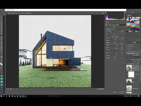 Видео: Урок постобработки рендера Photoshop. Экстерьер