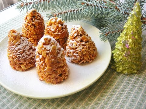 Видео: Новогодний десерт без выпечки  «Еловые шишки»
