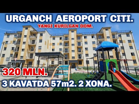 Видео: Урганч шахрида янги дом. 3 каватда 57м2. 2 хонали квартира 320 млн. Мулжал : Аэропорт Сити.