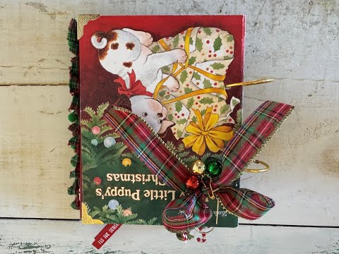 Видео: Перелистывание маленькой золотой книжки-журнала ручной работы с рождественскими открытками ~ Продано