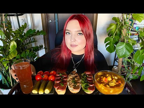 Видео: МУКБАНГ | Гуляш, бутерброды с колбасой | Mukbang | Goulash, sandwiches | Vegan