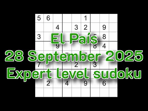 Видео: Решение судоку – El País 28 сентября 2025 г. Экспертный уровень