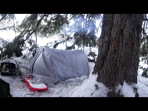 Видео: Там лапы у елей дрожат на ветру. Ночь в палатке под елкой 1/2