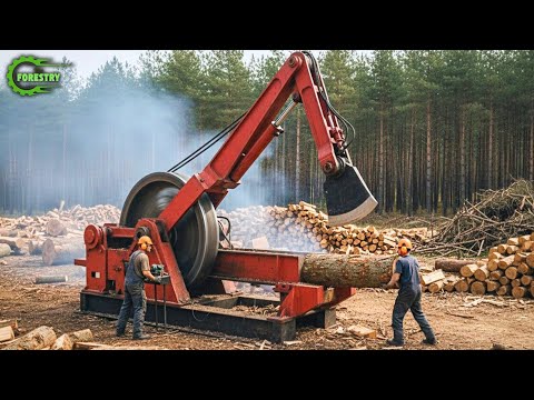 Видео: Самая быстрая и большая машина для обработки дров | Опасная большая бензопила для резки деревьев ...