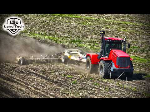 Видео: Стерня подсолнуха разлетается в щепки - каток-измельчитель ТРИУМФ-12 и трактор Кировец К-744!