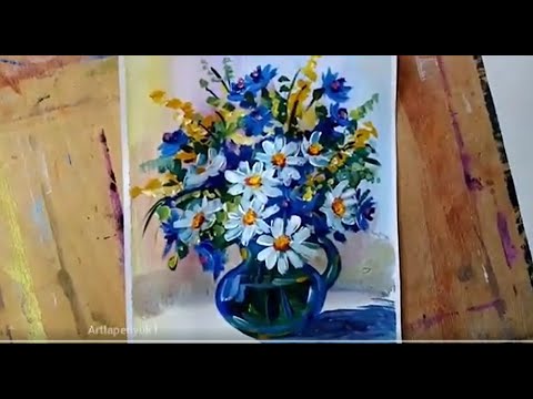 Видео: Букет с ромашками / рисуем просто
