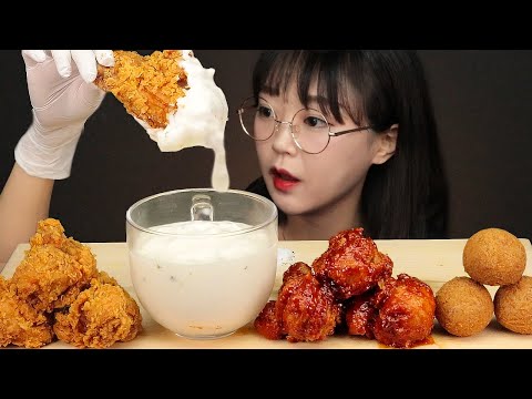 Видео: АСМР ЕДА Жареная курица, Острая курица & Йогуртовый соус | FRIED CHICKEN & BBURING SAUCE MUKBANG