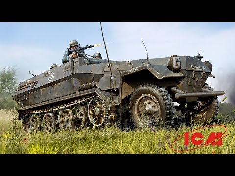 Видео: Германский бронетранспортер II МВ Sd.Kfz.251/1 Ausf.A в масштабе 1:35 от компании ICM