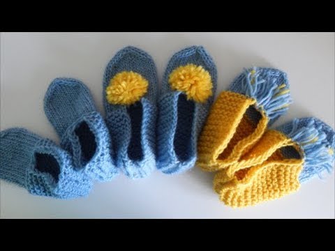 Видео: Как связать простые тапочки следки спицами. Пошаговый попетельный МК  | Вязание спицами