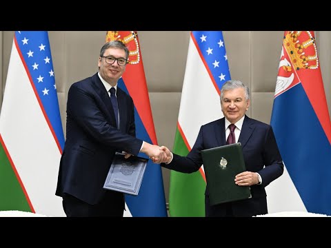 Видео: Президент Мирзиёев обсудил стратегическое партнёрство с Александром Вучичем