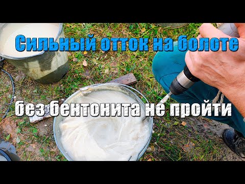 Видео: Абиссинская скважина на болоте Одинцовского района. Дикий отток, где без бентонита не пройти.