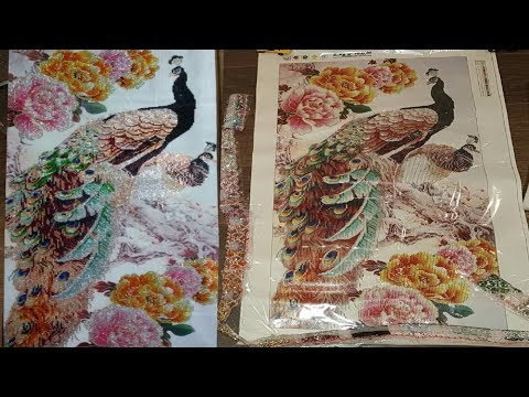 Видео: ШИКАРНЫЙ ОГРОМНЫЙ ПАВЛИН 100 на 50 см. Алмазная вышивка из Китая.