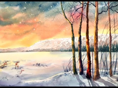 Видео: КАК СНЕГ СДЕЛАТЬ ЯРЧЕ. РИсуем Свет.Акварель- лимитированная палитра.