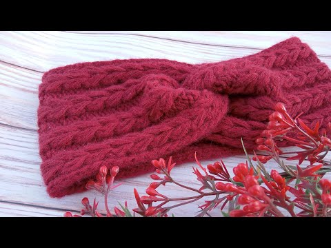 Видео: Мк пов'язка спицями з ефектним об'ємним візерунком.