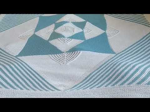 Видео: плед спицами/ модульное вязание/ от центра