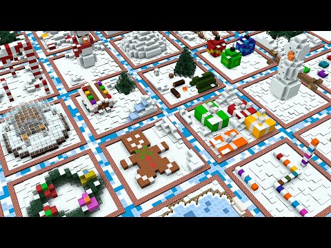 Видео: Я дал 100 игрокам по 1 чанку, чтобы они построили новогодние постройки..