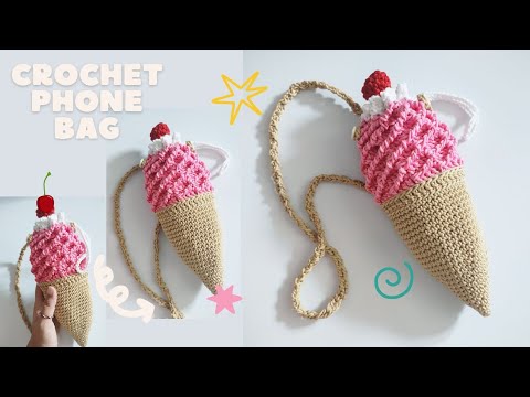 Видео: ВЯЗАНИЕ крючком: сотовый телефон СУМОЧКА ДЛЯ МОРОЖЕНОГО (СУБТИТРЫ)