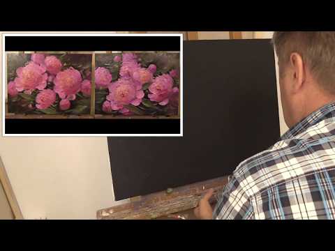 Видео: Пионы на чёрном грунте. Flowers on a black ground. Oil painting Как написать пионы. Живопись маслом.