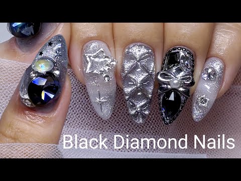 Видео: sub) Black Diamond Nail 💎🖤 Как сделать квалтинг ногтей 💅/Самообнаружение ногтей / Искусство ногтей /