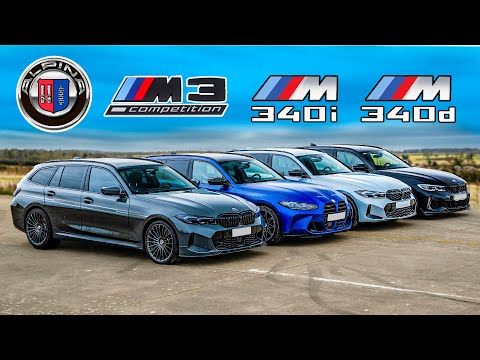 Видео: Кто победит в заезде: Alpina B3 или BMW M3 или M340i или M340d?