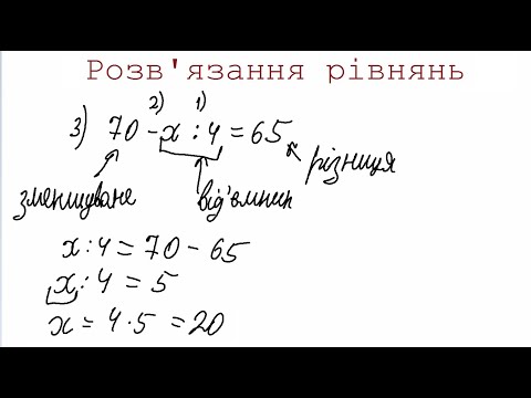 Видео: Розв'язання рівнянь із прикладами.  Початкова школа
