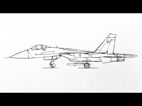 Видео: Как нарисовать самолёт истребитель в Су-27, карандашом | How to draw a Su 27 fighter plane, part 1