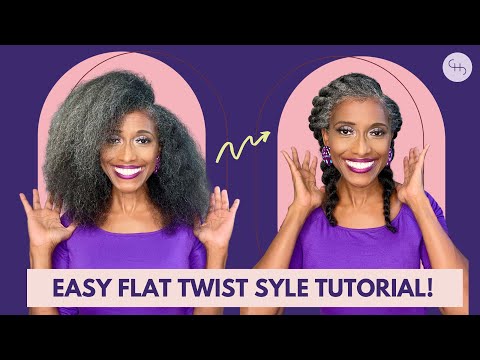 Видео: Простое руководство по плетению двух прядей в плоскую косу | Пошаговое руководство для натуральны...