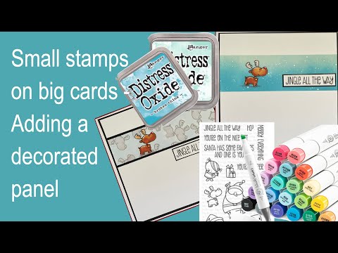 Видео: Маленький штамп на большой открытке с использованием панели — 2 одинаковые, но разные открытки