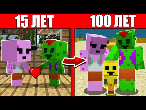 Видео: Как семья Спайка и Девушки прожила жизнь от 1 годик до 100 лет в Майнкрафт Жизненный цикл и Эволюция