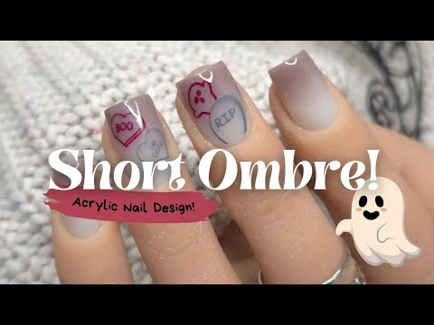 Видео: КОРОТКИЙ УРОК ПО АКРИЛОВОМУ НОГТЯМ С ОМБРЕ | С нейл-артом на Хэллоуин!