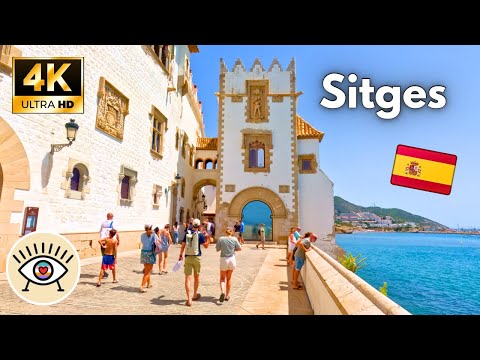 Видео: Сиджес, Испания 💃🏻 Прогулка по самому очаровательному городу каталонского побережья [4K] HDR