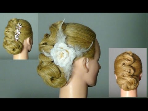 Видео: Вечерняя причёска, свадебная.  Wedding prom hairstyles for medium long hair